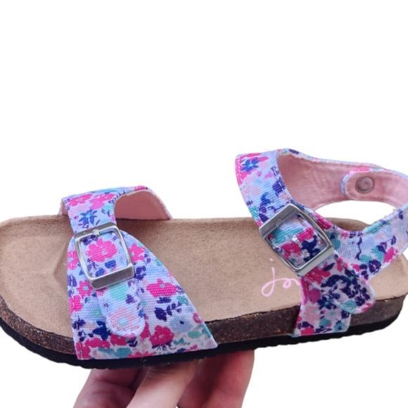 Joules Floral Print Sandals Little Girls Size US 3 UK 2 Ankle Strap Cork Footbed - Picture 14 of 14
